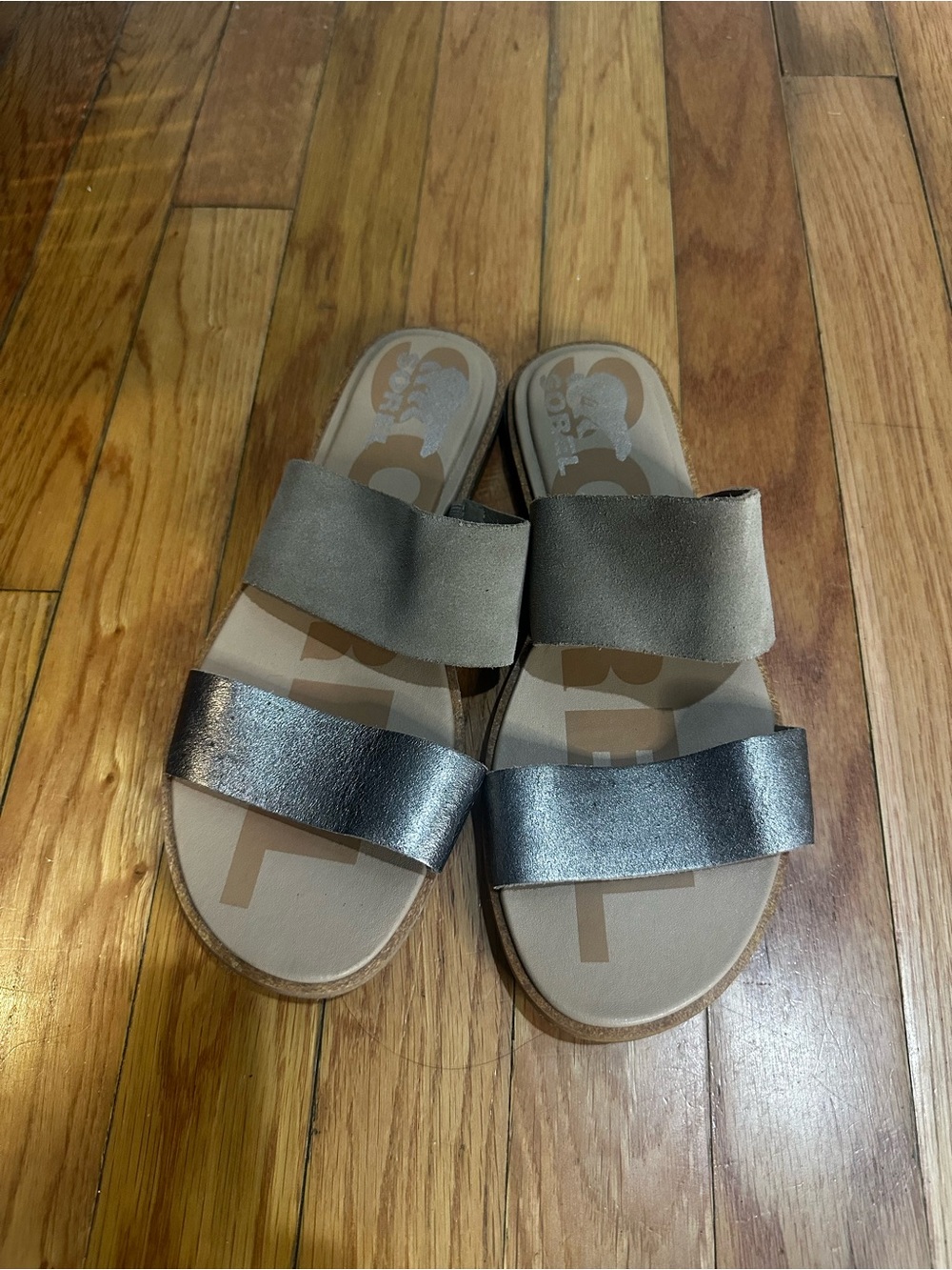 Sorrel Ella Slide Sandals Metallic‎ Slip On Sz 7